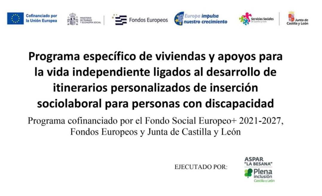 SUBVENCIONES, COFINANCIADAS POR EL FONDO SOCIAL EUROPEO PLUS (FSE+), DESTINADAS A LA FINANCIACIÓN DEL PROGRAMA ESPECÍFICO DE VIVIENDAS Y APOYOS PARA LA VIDA INDEPENDIENTE, DENTRO DEL PROGRAMA DE ITINERARIOS INTEGRADOS DE INCLUSIÓN SOCIOLABORAL PARA PERSONAS CON DISCAPACIDAD Y MEDIDAS COMPLEMENTARIAS ( DE AGOSTO A DICIEMBRE 2025) PISO SAN MARCOS